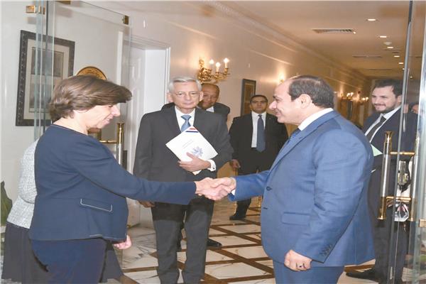 الرئيس عبد الفتاح السيسي خلال استقباله وزيرة خارجية فرنسا