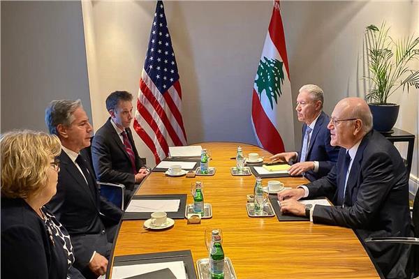 اجتماع رئيس الحكومة اللبنانية مع وزير الخارجية الأمريكي 