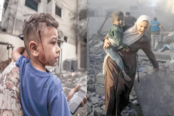 فلسطينية تحمل طفلها وتبحث عن ناجين آخرين من أسرتها