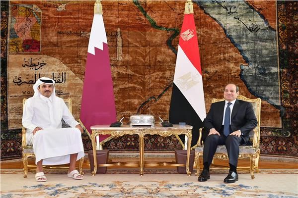 الرئيس السيسي يستقبل أمير دولة قطر الشيخ تميم بن حمد