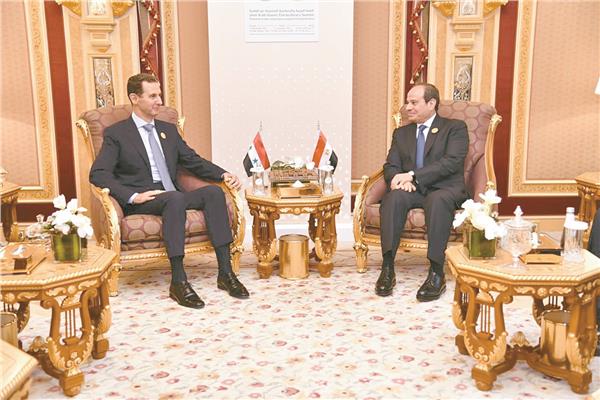 الرئيس عبد الفتاح السيسي يبحث مع الرئيس بشار الأسد الأوضاع في غزة