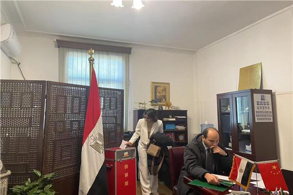 الجالية المصرية في الصين تتوافد على السفارة المصرية