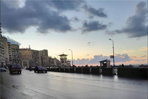 جانب من الأمطار في الاسكندرية