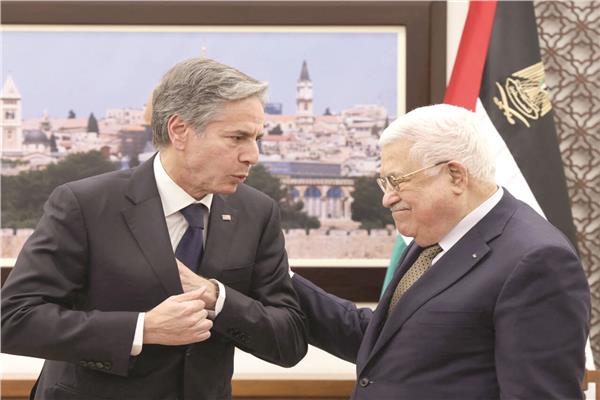الرئيس الفلسطيني محمود عباس وحوار مع وزير الخارجية الأمريكي حول ترتيبات المرحلة القادمة