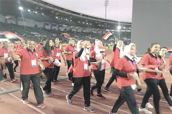 جانب من بعثة مصر في دورة الألعاب الإفريقية الماضية بالمغرب والتي فازت مصر بها