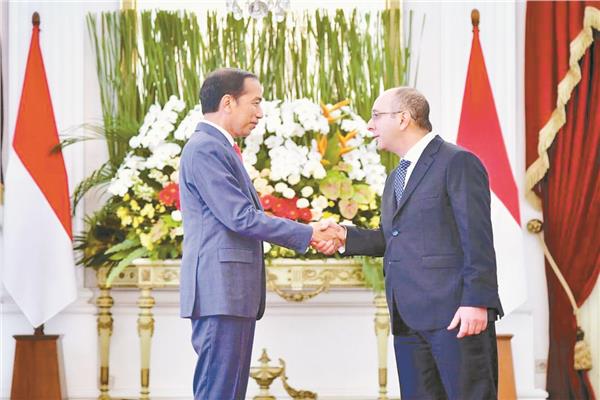 الرئيس الإندونيسي جوكو ويدودو خلال استقباله سفير مصر لدى بلاده