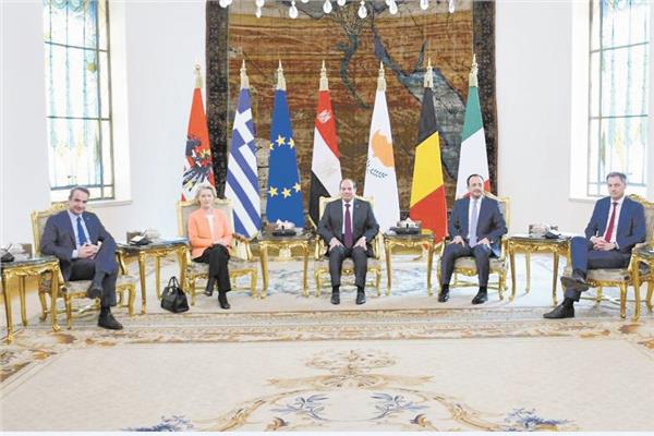 الرئيس عبد الفتاح السيسى أثناء لقاء الزعماء الأوروبيين