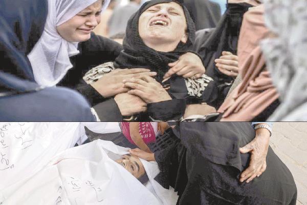 أمهات فلسطينيات يبكين أبناءهن الشهداء
