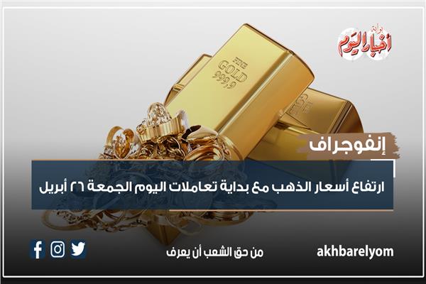 إنفوجراف | ارتفاع أسعار الذهب مع بداية تعاملات اليوم الجمعة 26 أبريل
