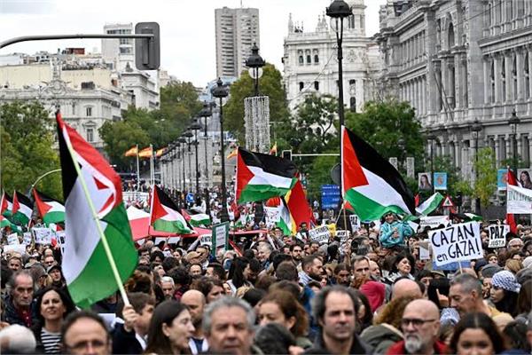 الآلاف يتظاهرون في مدريد دعما للفلسطينيين