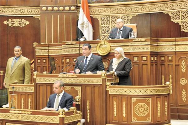 جلسة مجلس الشيوخ برئاسة المستشار عبدالوهاب عبدالرازق اثناء مناقشة القانون