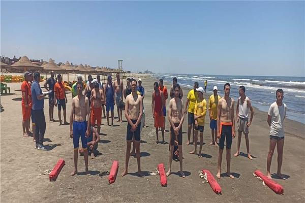 اختبارات فريق إنقاذ الشاطئ بمدينة دمياط الجديدة 
