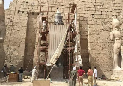  إزاحة الستار عن تمثال الملك رمسيس الثانى بمعبد الأقصر