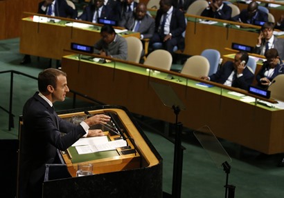 ماكرون أمام الدورة 72 للجمعية العامة للأمم المتحدة - صورة من رويترز