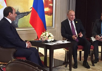 صورة من لقاء الرئيس عبدالفتاح السيسي والرئيس الروسي فلاديمير بوتين