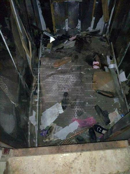 بالصور ... أثار حادث سقوط «أسانسير» مستشفى جامعة بنها