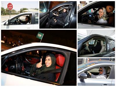الصور الأولى لقيادة المرأة للسيارات بالسعودية