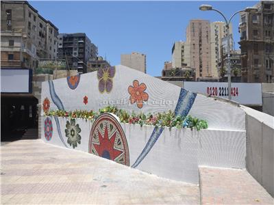 محافظ الإسكندرية يتفقد الجدارية الجديدة وأعمال التجميل بنفق كليوباترا 