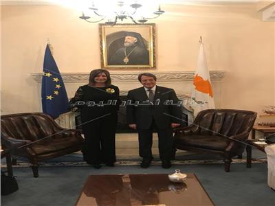 الرئيس القبرصي يستقبل وزيرة الهجرة خلال مؤتمر إحياء الجذور «نوستوس»