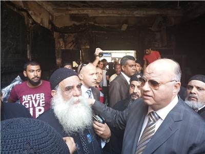 بعد احتراقها| محافظ القاهرة يتفقد كنيسة ماري جرجس بحلوان