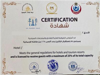 حصول ١٨ فندق في ثلاث محافظات علي شهادة السلامة 