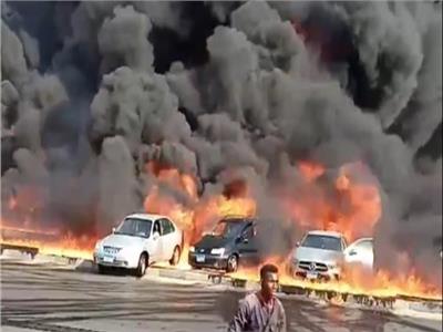 خاص| الصحة: 6 مصابين و15 سيارة إسعاف في حريق خط مازوت طريق الإسماعيلية