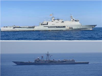 القوات البحرية المصرية والأسبانية تنفذان تدريبًا بحريًا عابرًا في نطاق الأسطول الجنوبي بالبحر الأحمر