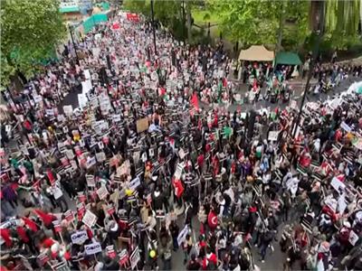 احتشاد الآلاف في وسط لندن تضامنًا مع فلسطين| فيديو