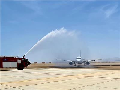 وصول أول طائرة  لشركة مصر للطيران  إلى مطار برنيس الدولى   