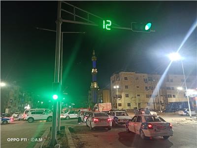  تركيب إشارات مرورية بشوارع بورسعيد ضمن أعمال التطوير