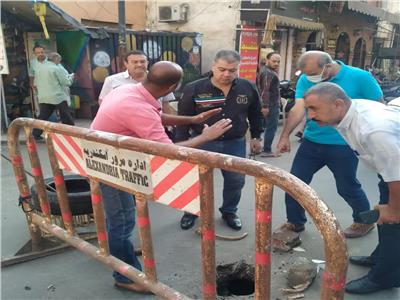 إصلاح هبوط أرضي برأس التين في الإسكندرية