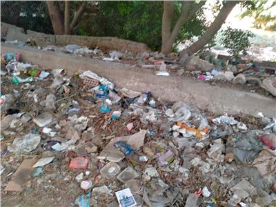 شارع الدبلوماسيين بحدائق المعادي يغرق في القمامة