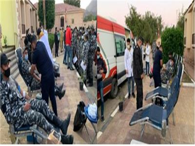 رجال الشرطة يتبرعون بالدم لصالح المرضى بـ«الوادي الجديد وجنوب سيناء»