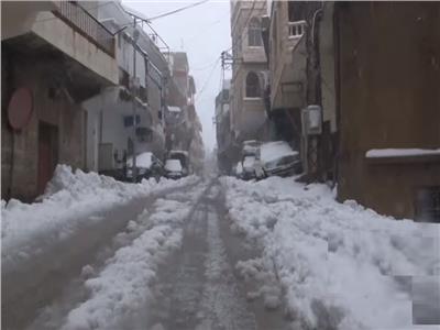 عاصفة ثلجية شديدة تعوق حركة الحياة في لبنان| فيديو