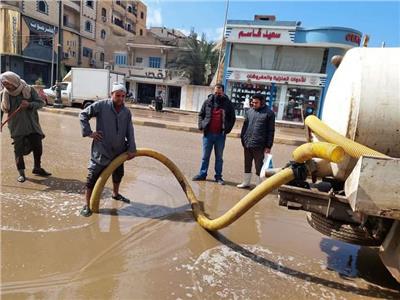 تعامل فوري مع مياه الأمطار بمدينة الباجور في المنوفية