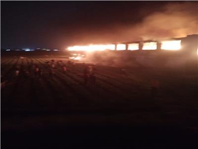 حريق هائل بمصنع أقطان بالغربية.. فيديو