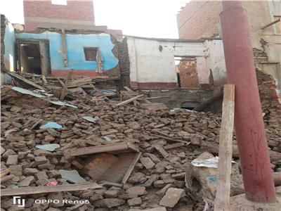انهيار منزل بمدينة الفشن في بني سويف 