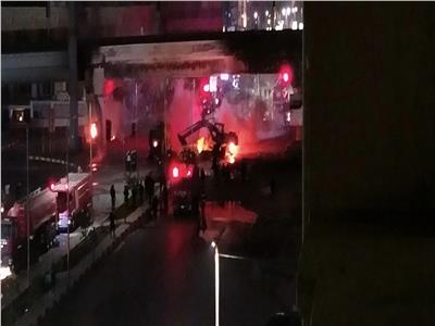  السيطرة على حريق كوبري أحمد فخري بمدينة نصر