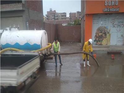 شفط مياه الأمطار من شوارع وميادين قويسنا