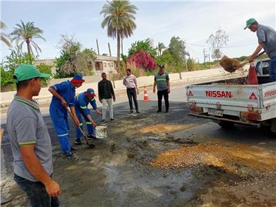 الانتهاء من إصلاح هبوط أرضي على طريق الإسماعيلية بورسعيد