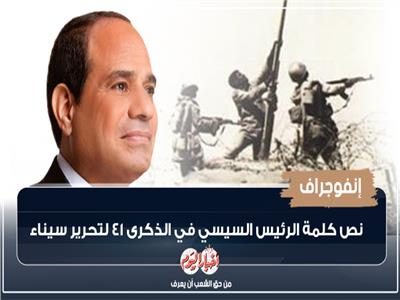 إنفوجراف| نص كلمة الرئيس السيسي في الذكرى 41 لتحرير سيناء