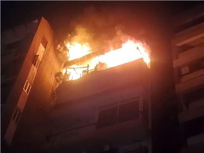 حريق هائل في شقة ببرج سكني بالمنيا