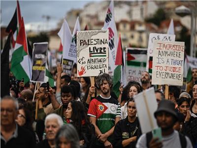 مظاهرة في العاصمة البرتغالية «لشبونة» تنديدا بالعدوان الإسرائيلي على قطاع غزة