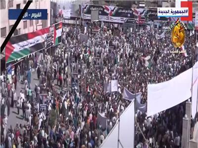 مظاهرات كبيرة في الفيوم والجيزة والقليوبية تلبية لنداء الرئيس السيسي برفض تهجير الفلسطينيين