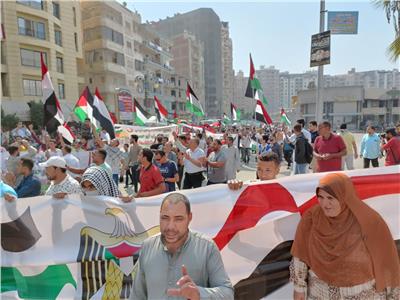 انطلاق مسيرة بالبحيرة مؤيدة لفلسطين ورافضة لتهجير شعبها | فيديو