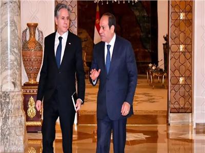 خلال لقائه الرئيس السيسي .. وزير خارجية أمريكا يشيد بجهود مصر للدفع تجاه التهدئة