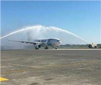 مطار «أوستند» ببلجيكا يحتفل بوصول طائرة مصر للطيران للشحن الجوي الجديدة