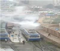 حريق في «ترام الرمل» بالإسكندرية بسبب الأمطار