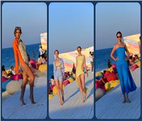 صور| نجوى زهران تُبهر جمهورها بعرض أزياء على البحر