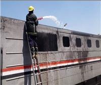  صور| السيطرة على حريق بإحدى عربات قطار بمحطة سكة حديد الإسماعيلية 